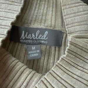 Marled Tan Crewneck Ribbed Knit Top Size M